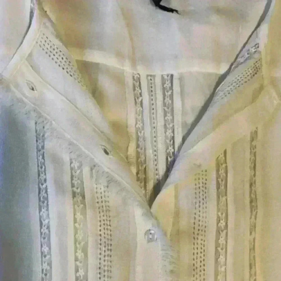 SANCTUARY Ivory Lace Blouse Semi Sheer Fringe Detail women’s size XS - Picture 7 of 11
